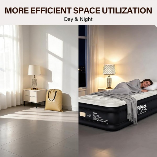HiiPeak Luxury Twin Air Mattress with Built in Wireless Removable Pump, 16'' Height Single Air Bed for Camping, Guests and Home