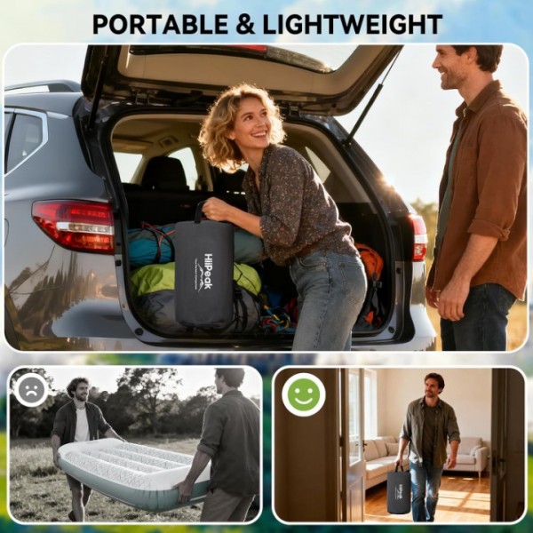 HiiPeak 8.6inch Twin Air Mattress with Built-in Pump Inflates in 2 Minutes