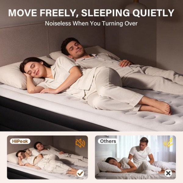 HiiPeak Queen Air Mattress – 16" Height, Built-in Wireless Pump, Suede Top for Home & Camping