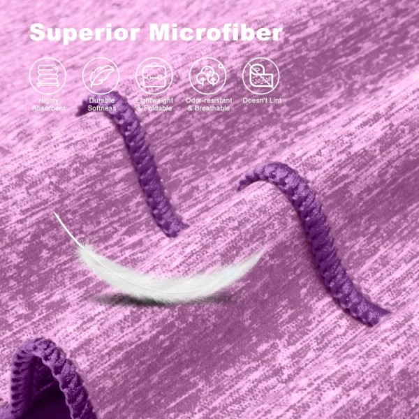 HiiPeak Microfibre Towel 2 pack（160x80+50x30cm） Compact Gym towel Camping Beach Towel - Quick Dry Lightweight Absorbent Sports Gym Swimming Hiking Drying Towel for Men,Women (Purple)