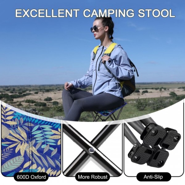 HiiPeak Portable Folding Camping Stool, Folding Stool, Lightweight Foldable Stool with carrying Bag & Waterproof Pocket, For Camping, Fishing, Hiking, Garden, BBQ, Picnic, Sketching-29cm