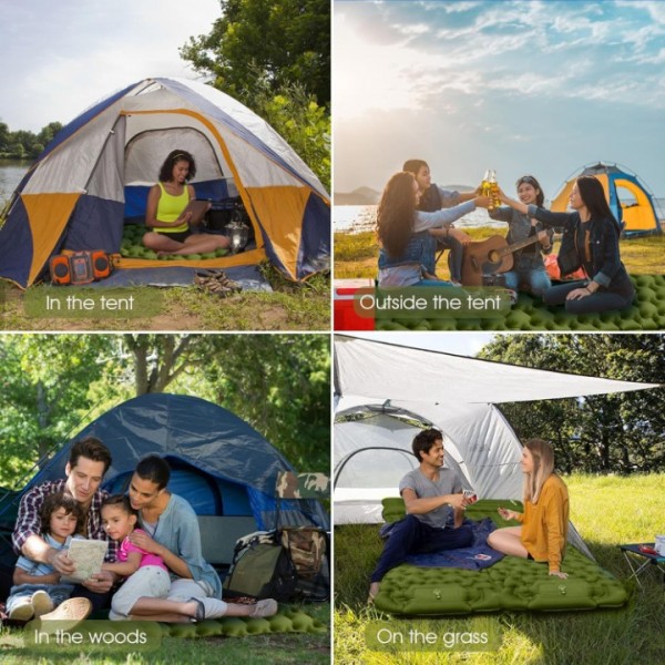 HiiPeak Sleeping Pad for Camping- Ultralight Inflatable Sleeping Mat with Built-in Foot Pump & Pillow, Upgraded Compact Camping Air Mattress for Tent, Backpacking, Hiking（Green）