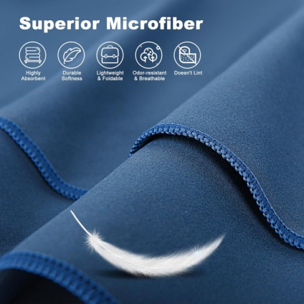 HiiPeak Large Microfibre Towel (180x90cm) Compact Camping Beach Towel - Quick Dry Lightweight Absorbent Sports Gym Swimming Hiking Drying Towel for Men,Women (Navy Blue-1pack, X-Large)