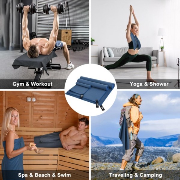 HiiPeak Large Microfibre Towel (180x90cm) Compact Camping Beach Towel - Quick Dry Lightweight Absorbent Sports Gym Swimming Hiking Drying Towel for Men,Women (Navy Blue-1pack, X-Large)