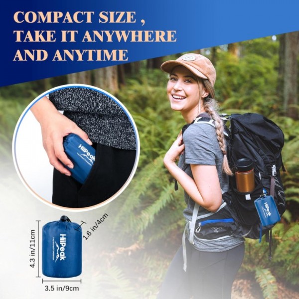 HiiPeak Inflatable Stadium Seat Cushion, Compact Hand Press Stadium Seats Pad Bleacher Seat Chair Cushion Pad for Airplane Travel Camping Backpacking Sports Events (Blue)