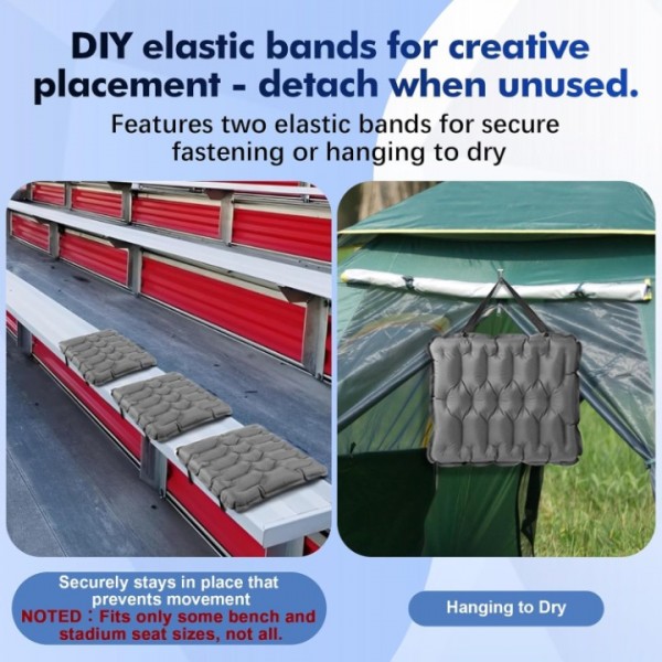 HiiPeak Inflatable Stadium Seat Cushion, Compact Hand Press Stadium Seats Pad Bleacher Seat Chair Cushion Pad for Airplane Travel Camping Backpacking Sports Event (GREY)