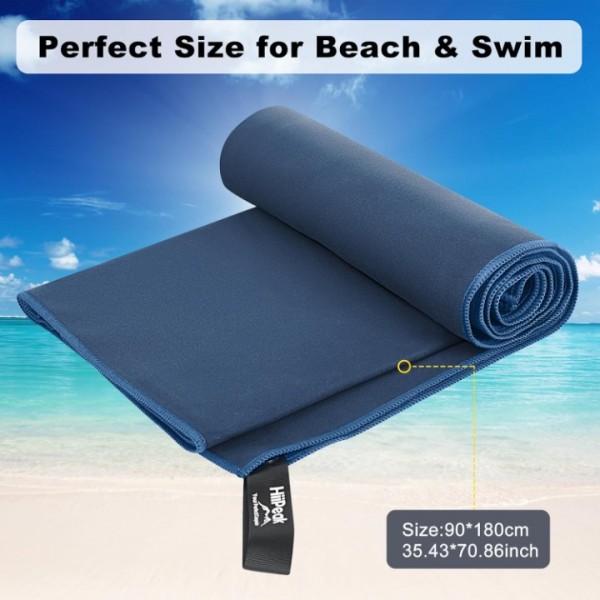 HiiPeak Large Microfibre Towel (180x90cm) Compact Camping Beach Towel - Quick Dry Lightweight Absorbent Sports Gym Swimming Hiking Drying Towel for Men,Women (Navy Blue-1pack, X-Large)