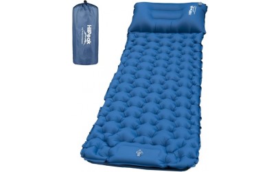 HiiPeak Sleeping Pad - Ultralight Inflatable Sleeping Mat with Built-in Foot Pump, Durable Compact Waterproof Camping Air Mattress for Camping, Backpacking, Hiking, Tent Trap Traveling（Blue）