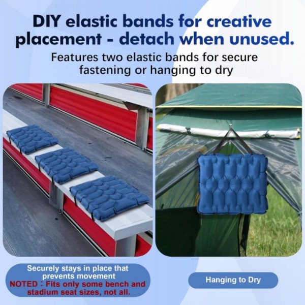 HiiPeak Inflatable Stadium Seat Cushion, Compact Hand Press Stadium Seats Pad Bleacher Seat Chair Cushion Pad for Airplane Travel Camping Backpacking Sports Events (Blue)